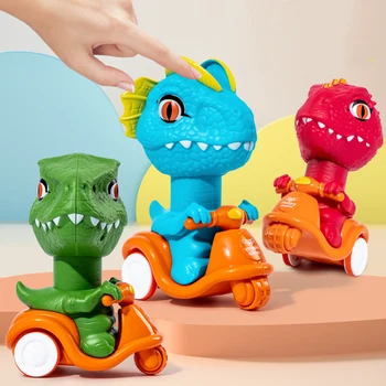 1 шт. Детские игрушечные машинки Подарок для мальчика Нажимай и езжай мультяшный динозавр Игрушечная машинка Детские игрушки-головоломки Откидывающиеся машинки Игрушки для малышей  4