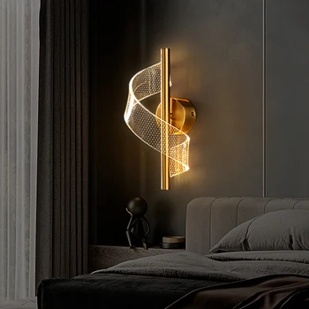 1 ШТ. светодиодный настенный светильник Spiral Gold Home Прикроватный светильник для гостиной, коридора, Декоративный настенный светильник  3