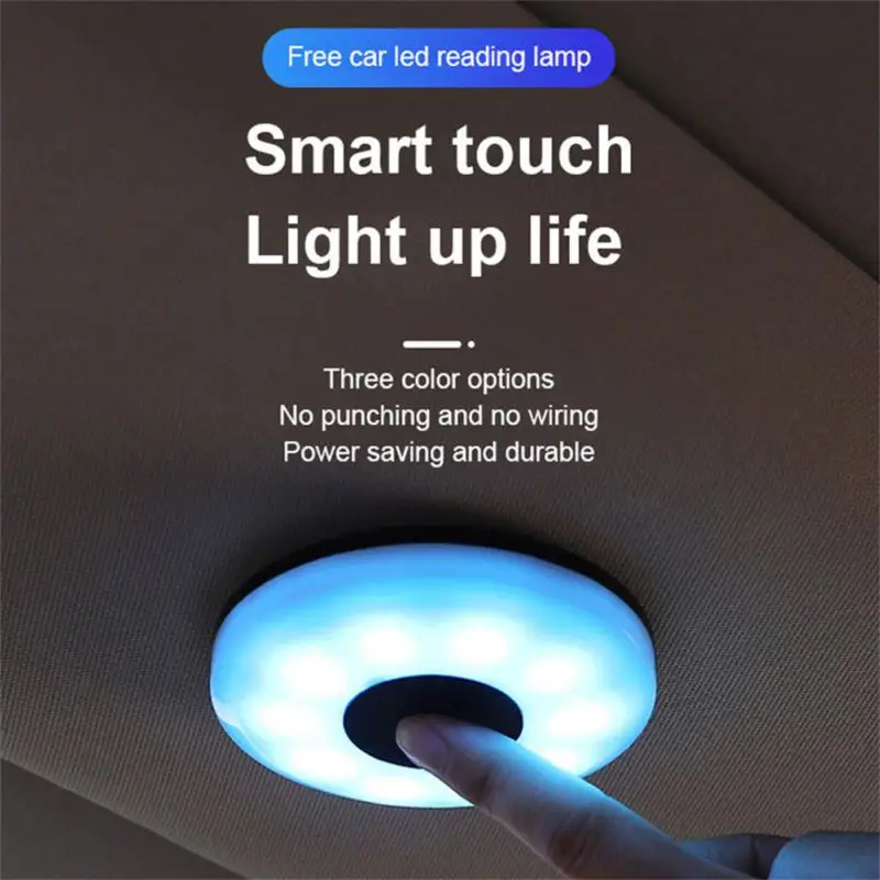 3-Цветная автомобильная светодиодная ночная лампа сенсорного типа, купольная лампа для чтения в салоне автомобиля, Потолочный магнит, внутренняя USB-зарядка для багажника