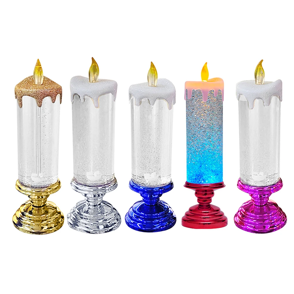 7-цветный Градиентный кристалл, Электронная свеча, ночник, атмосфера вечеринки, Фантазийные украшения для Рождества, Дня рождения, свадьбы