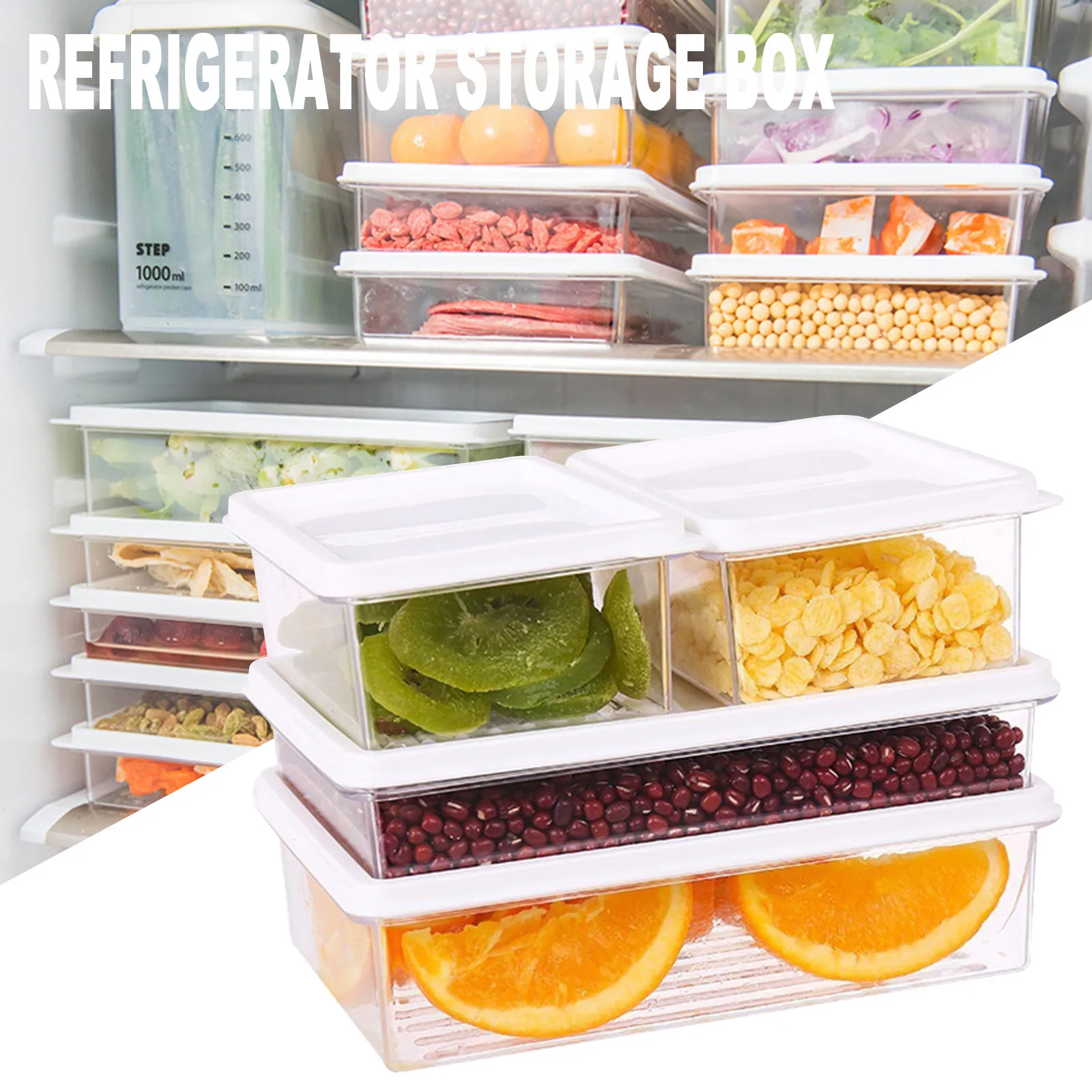 4 Ящика-органайзера для холодильника С крышками, контейнеры для приготовления еды многоразового использования, Ящики для хранения продуктов Для организации кухонного холодильника 2023