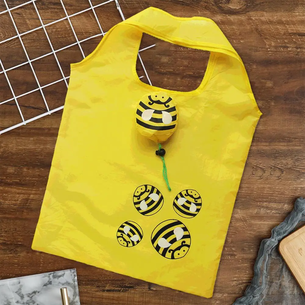 Многоразовая складная хозяйственная сумка с мультяшными животными и пчелами, экологичная прочная сумка-тоут, удобная сумка для покупок в продуктовых магазинах