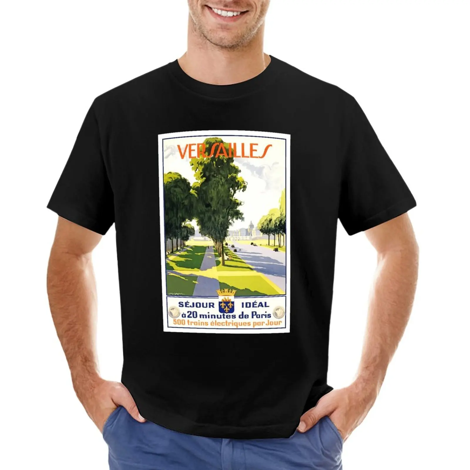 Винтажный Версаль Париж, Футболка с дорожным плакатом, графическая футболка, графические футболки, кавайная одежда, Мужские футболки