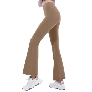 2023 Новые Расклешенные брюки для йоги с высокой талией No Trace, Обтягивающие Дышащие Однотонные Спортивные брюки, Женская Спортивная одежда для подтяжки ягодиц  10