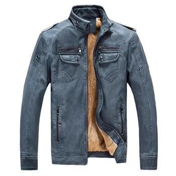 2023 Новый бренд Весенних мужских кожаных толстых мужских курток с флисовой подкладкой, мужская куртка, Замшевая кожаная куртка для мужчин, повседневная куртка  10