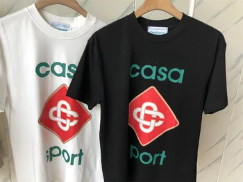 23SS Хип-хоп
 Футболка Casablanca для мужчин и женщин 1: 1, футболка CASA лучшего качества, черно-белая футболка с биркой  5