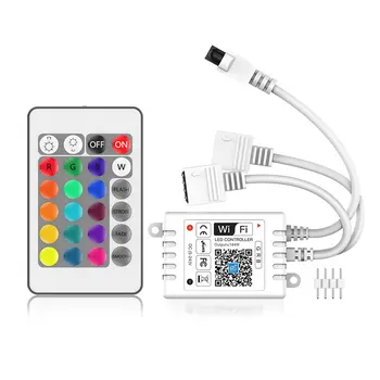 24-клавишный WIFI Контроллер полосы света, красочный RGB инфракрасный ИК-пульт дистанционного управления, приложение для смартфона Alexa, диммер  5