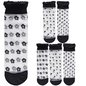 3 Пары прозрачных носков Летние Тонкие сетчатые кружевные женские носки до щиколоток для девочек-подростков  4