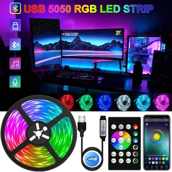 5050 Светодиодная Лента USB Bluetooth RGB 5V LED RGBW Lights Гибкая Светодиодная Лампа Лента RGBWW TV Desktop BackLight Диодная Лента  0