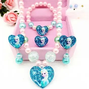 Disney 4 шт./лот, ожерелье принцессы для замороженных девочек, игрушки, Браслет, Серьги, Подарки на День рождения  5