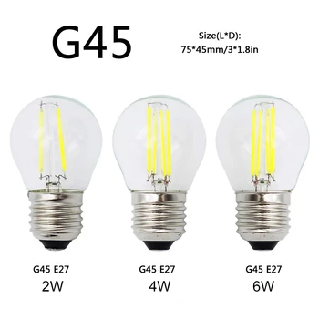 E27 G45 Винтовая База Ретро Лампа Эдисона Заменить 20 Вт 40 Вт 60 Вт Лампы Накаливания 2 Вт 4 Вт 6 Вт 220 В E27 Старинные Светодиодные Лампы Накаливания Белого цвета  0