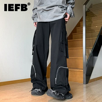 IEFB High Street, Мужской комбинезон с широкими штанинами, модные спортивные повседневные брюки-карго в американском стиле, уличная одежда с множеством карманов 9C914  5