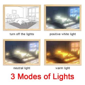 INS Картина со светодиодной подсветкой, USB-штекер, затемняющие настенные рисунки, Настольная лампа, Светящаяся деревянная фотография, теплый свет в помещении, Украшения для дома  5