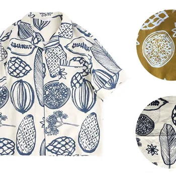 Island Vibes Гавайский ананас и банановый лист Жаккардовая хлопчатобумажная и льняная ткань для рубашек 