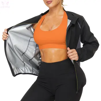 LANFEI Женская куртка для сауны, топ для сауны для похудения, Спортивная одежда для фитнеса, рубашка с горячим потом, Спортивная одежда для тренировок, Женская Форма для тела  5