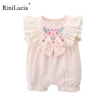 RiniLucia Sweet Baby Girls Комбинезон без рукавов с цветочной вышивкой Детский комбинезон Летние Комбинезоны 2023 Новая Одежда для новорожденных  10