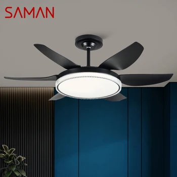 SAMAN Fan Light Скандинавский светодиодный потолочный вентилятор Современный минималистичный ресторан, гостиная, спальня Коммерческий электрический вентилятор  5