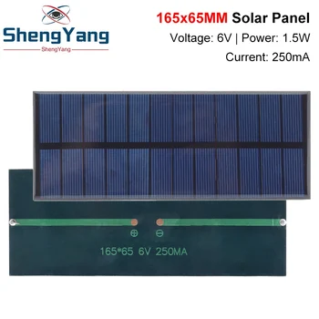 TZT 6V 250mA 1.5 W Солнечная Панель Поликристаллическая 165*65 ММ Мини Солнечная Система Sunpower DIY для Зарядного Устройства Сотового Телефона  0