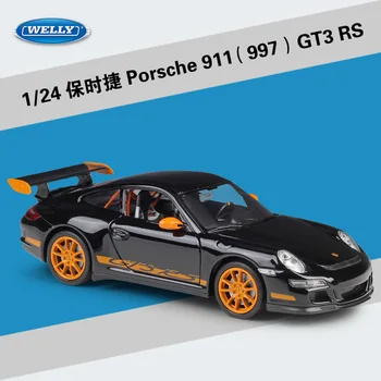 Welly 1:24 Porsche 911 GT3 RS 997 Спортивный Автомобиль Масштабный Симулятор Модель Автомобиля Из Литого Под давлением Сплава Металла Игрушечный Гоночный Автомобиль Для Детского Подарка B188  5