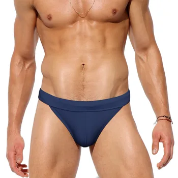 WK124 Однотонные обтягивающие сексуальные мужские купальники с низкой талией, новые летние пляжные мужские бикини, плавки, плавки для серфинга, мужские купальники  10