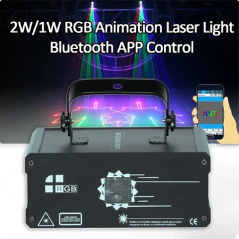 YUER RGB Smart Animation Лазерный проектор Bluetooth-совместимое приложение для управления DMX512 Сканер DJ Disco Party 2W 1W Сценическое освещение  5
