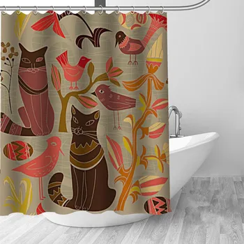 Абстрактные Занавески для душа с животными и кошками, Изготовленные на Заказ Занавески для ванной комнаты, Водонепроницаемая ткань для ванной Комнаты, Занавеска для душа из полиэстера Высокого качества  5