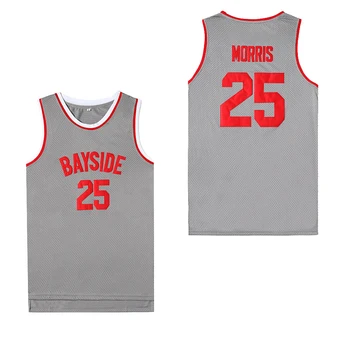Баскетбольные майки Bayside 25 Zack Morris Джерси Швейная Вышивка Высококачественные Виды спорта на открытом воздухе Хип-хоп Дышащий Серый Новинка 2023 года  5