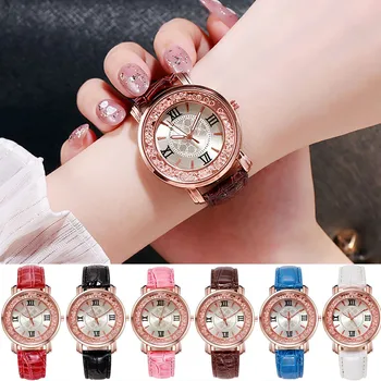 Водонепроницаемые кварцевые часы известного бренда Для женщин, Стильные Роскошные Популярные женские часы, Модные повседневные наручные часы с кожаным ремнем  10