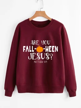 Вы из Falloween, толстовка цвета Иисуса, христианские пуловеры, свитшоты на Хэллоуин, женский модный хлопковый повседневный винтажный топ  5