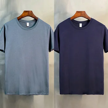 Высококачественная Мужская футболка из 2 упаковок, 100% Хлопчатобумажная Рубашка, Мужская Повседневная Летняя Молодежная футболка с круглым вырезом для Новых простых однотонных ops Xhl125  10