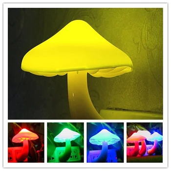 Грибной Ночник RGB LED Night Light, подключаемая лампа, 7 видов цветов, Милые мини-ночники для детской Спальни, Ночник, штепсельная вилка США  5