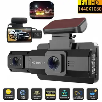 Двухобъективная видеорегистраторная камера для автомобилей Black Box Автомобильный видеомагнитофон Full HD 1080P с Wi-Fi ночного видения G-сенсор Dashcam Dvr Автомобильная камера  10