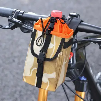 Держатель для велосипедной бутылки с водой, сумка для хранения на передней перекладине с завязками большой емкости, сумка для хранения велосипедного телефона, сумка для руля велосипедного скутера  5