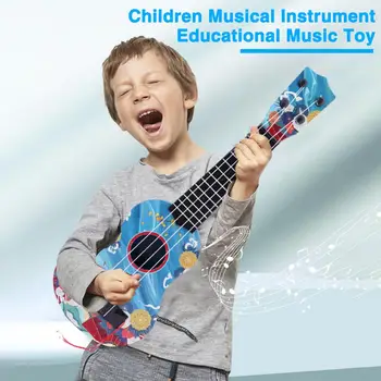 Детская игрушка-гитара, детская гитара с красочным мультяшным принтом, детская игрушка-гитара с чистым звуком, портативная мини-гавайская гитара для малышей  5