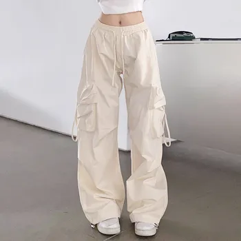 Женские брюки-парашют на завязках с 4 карманами, брюки-карго с эластичным поясом, сексуальные брюки, рабочая одежда для женщин  1
