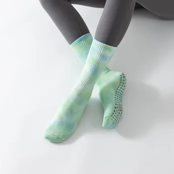 Женские высококачественные хлопковые бандажные носки для йоги, силиконовые противоскользящие Быстросохнущие Амортизирующие носки для пилатеса, Хорошее сцепление, носки для пилатеса  5