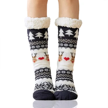 Женские рождественские носки TANABATA Зимние Теплые носки со снежинками, тапочки, носки с мягкими пушистыми флисовыми захватами, С Новым 2023 годом  5