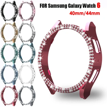 Женский Бриллиантовый Чехол для Samsung Galaxy Watch 6 44 мм 40 мм Чехол Жесткий ПК Полый Бампер Bling Защитный для Galaxy Watch 6 Чехол  10