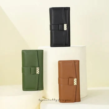 Женский классический кошелек-сумочка, Модный универсальный простой клатч с несколькими картами, женский длинный кошелек с тремя складками, женский кошелек  10