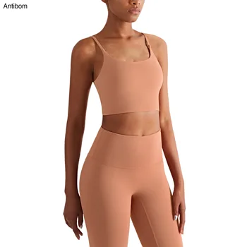 Женское нижнее белье для йоги Antibom с высокой эластичностью, собранное сзади, с красивым ремешком и спортивным жилетом  5