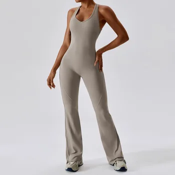 Женское облегающее боди с открытой спиной, быстросохнущая одежда для упражнений и фитнеса, леггинсы для подтягивания живота, комбинезон  4
