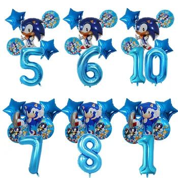 Звуковые воздушные шары на день рождения, принадлежности для детских вечеринок, украшения, звездочки, воздушный шар из фольги, аниме-мультфильм, Баллон, Аниме-игра, Детский душ  5