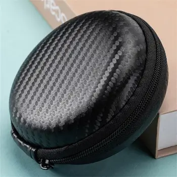 Коробка для наушников Черный дизайн из углеродного волокна Компактная и портативная Большая емкость Легкий доступ к переносной сумке для хранения на молнии 2 кг Мода  5