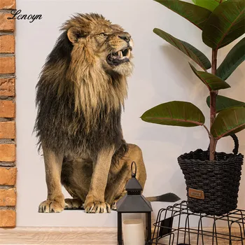 Король леса, Лев, тигры, наклейки на стену, детские обои, декор спальни для мальчиков, виниловые наклейки на стены в гостиной, животные  3