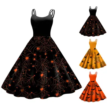 Костюмы на Хэллоуин Для женщин, Винтажное платье-качели без рукавов, 1950-е, Вечерние платья для выпускного вечера, Элегантное платье Vestidos  5