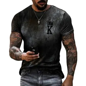 Летняя мужская футболка с 3D принтом Poker K, Европейская И Американская Уличная модная одежда, Свободная Быстросохнущая футболка Большого размера XXS-6XL  5