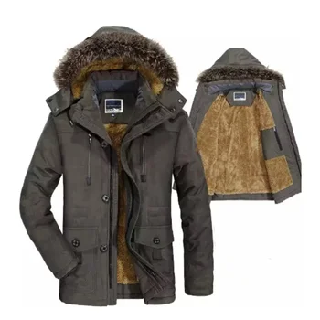 Мужская зимняя повседневная куртка размера плюс 7XL, Теплая парка с хлопковой подкладкой, пальто из искусственного меха с капюшоном, Флисовая Длинная мужская куртка, Ветровка  10