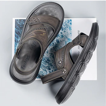 Мужские летние модные сандалии, классические повседневные тапочки с мягкой подошвой, нескользящая легкая пляжная обувь, Zapatos Para Hombres  10