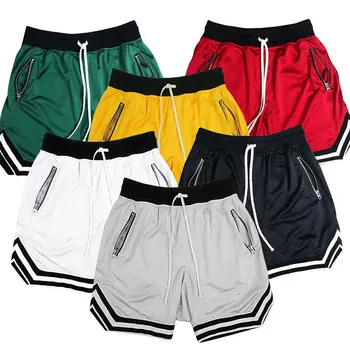 Мужские сетчатые шорты для бега, быстросохнущие пляжные брюки, повседневные уличные брюки, дышащие шорты для занятий баскетболом в спортзале, мужская спортивная одежда  5