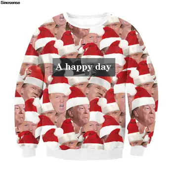 Мужчины Женщины, забавный Дональд Трамп, Уродливый Рождественский свитер, пуловер, Рождественская толстовка, Осенне-зимняя праздничная вечеринка, Рождественские Джемперы, топы  5